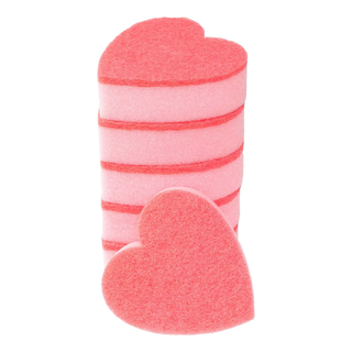 A stack of pink and red heart-shaped sponges