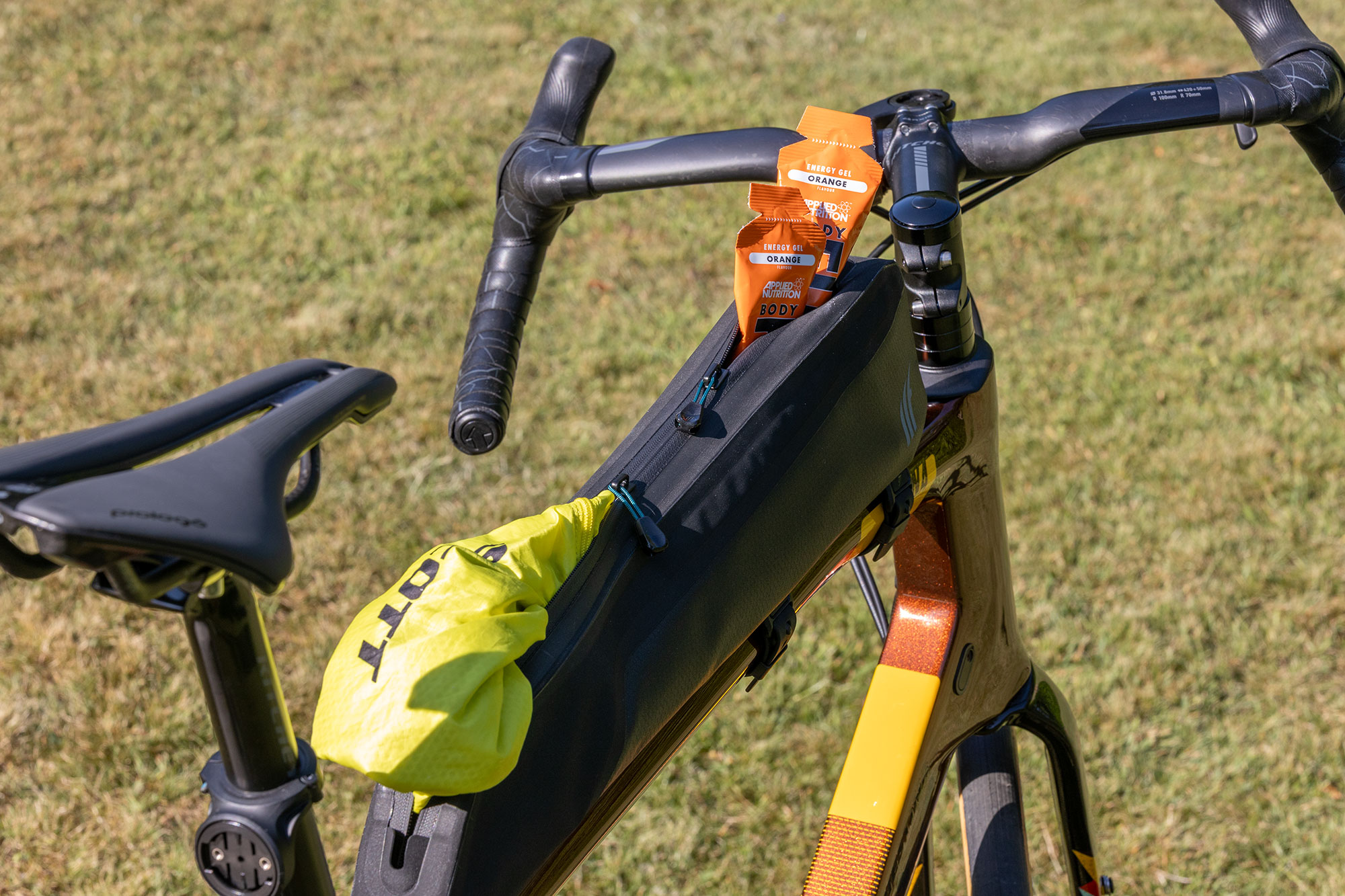 Tailfin Long Top Tube Bag showing dual zip opening from both ends