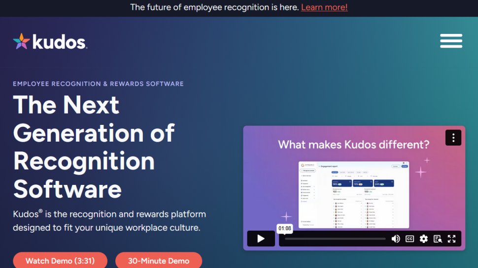 Kudos website screenshot (February 2026).