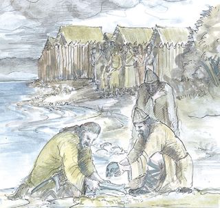 lake dwellers burying skulls