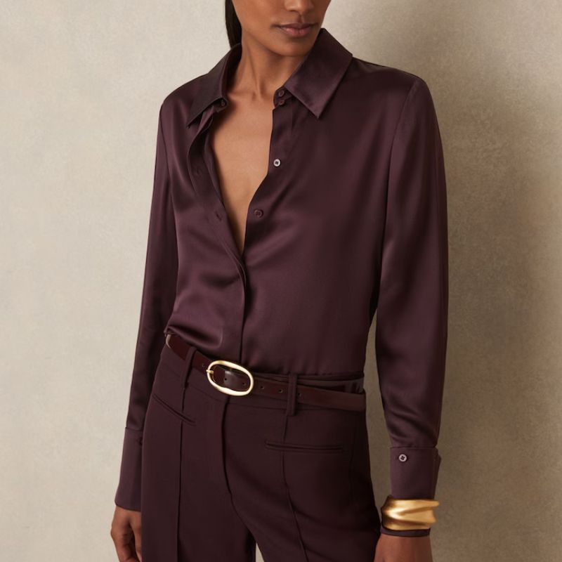 Silk Double-Cuff Button-Through Shirt on model 