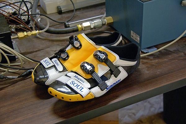 Backstedt uses custom carbon fiber shoes.