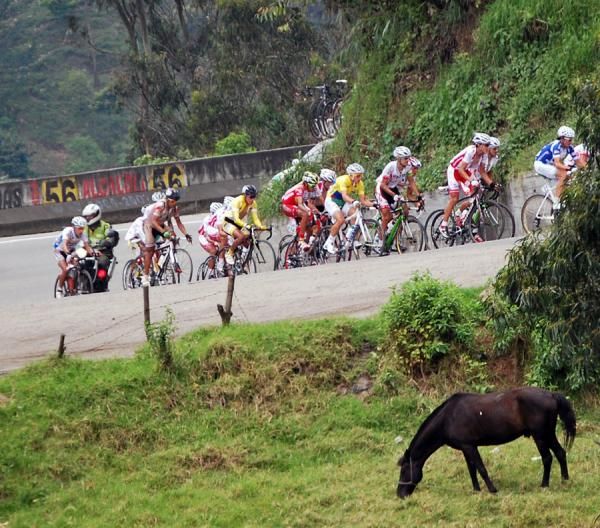 The leading group lays the smack down in pursuit of the break.