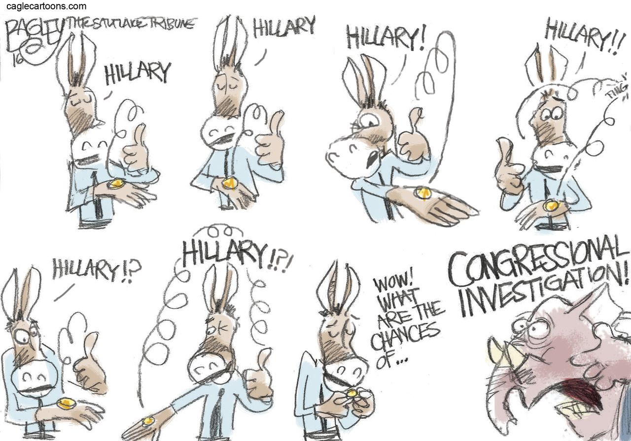 Political Cartoon U.S. Hillary Iowa