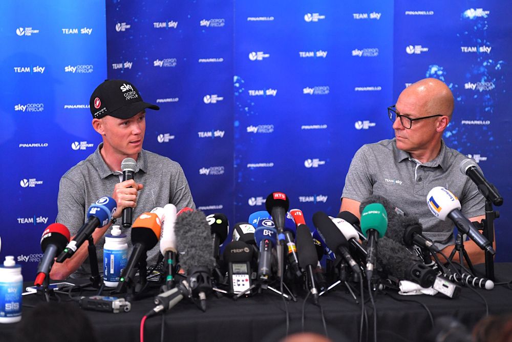 Team Sky manager Dave Brailsford and Chris Froome speak to the press ahead of the Tour de France