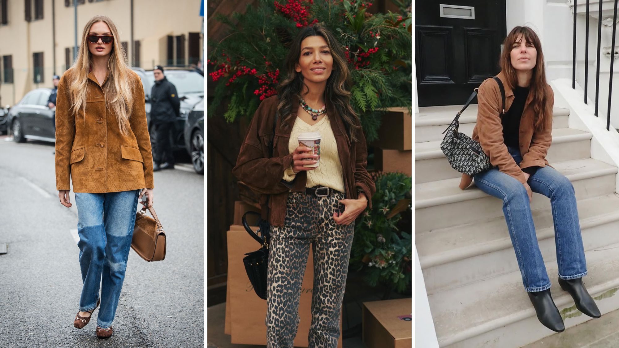 influencers wearing suede jackets