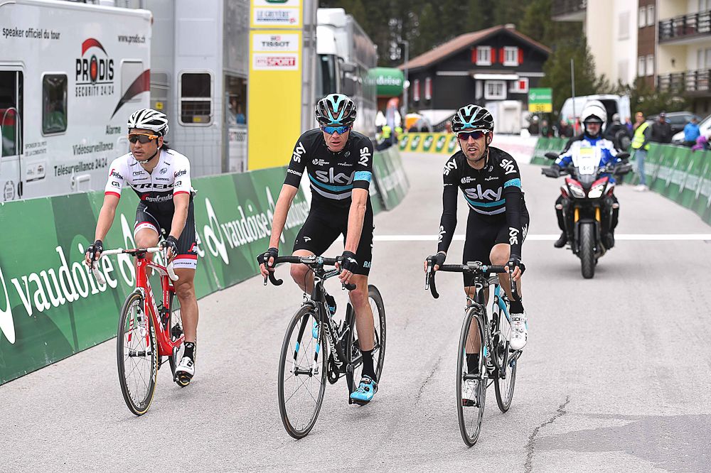 Chris Froome at the end of stage 4 at the Tour de Romandie.
