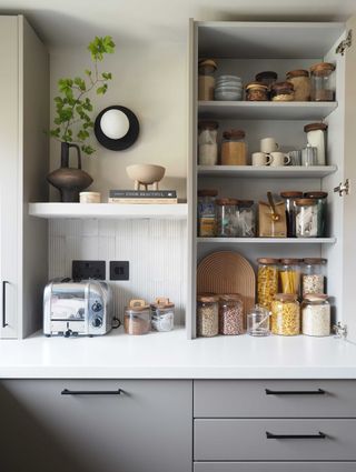 a small kitchen pantry