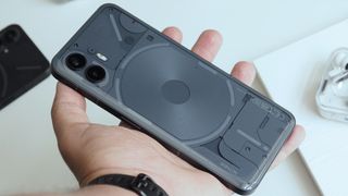 Nothing Phone 2 review back angled handheld