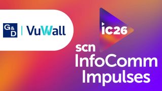 The SCN InfoComm Impulses banner with VuWall | G&D logo. 