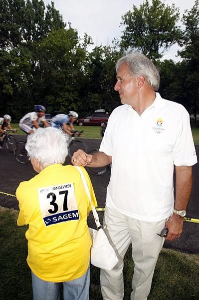 Christian Vande Velde's grandma is a big supporter and wears her grandson's Giro d'Italia race number during Superweek.