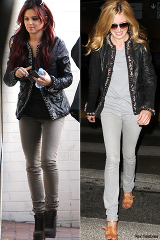 Cheryl Cole and Cat Deeley - Who wore it best?, style, snap, stars, celebrities, same, matching, outfits, Mulberry, leather, jacket, see, pics, pictures, X Factor, Marie Claire