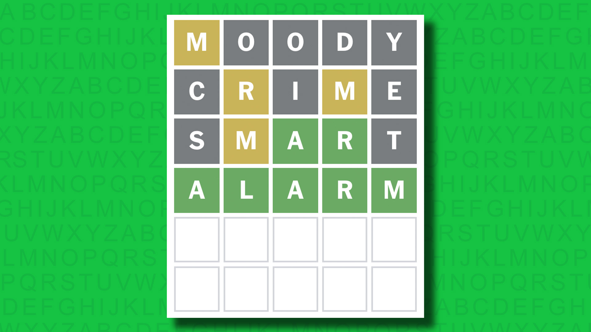 NYT Wordle answer for game 1432 on a green background