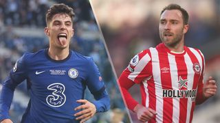 Kai Havertz of Chelsea and Christian Eriksen of Brentford could both feature in the Chelsea vs Brentford live stream