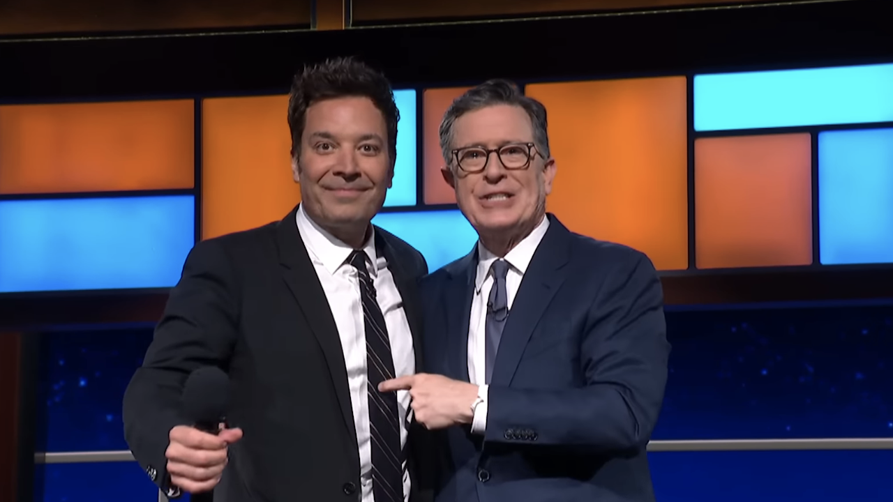 Jimmy Fallon and Stephen Colbert on the Late Night With Stephen Colbert March 2026