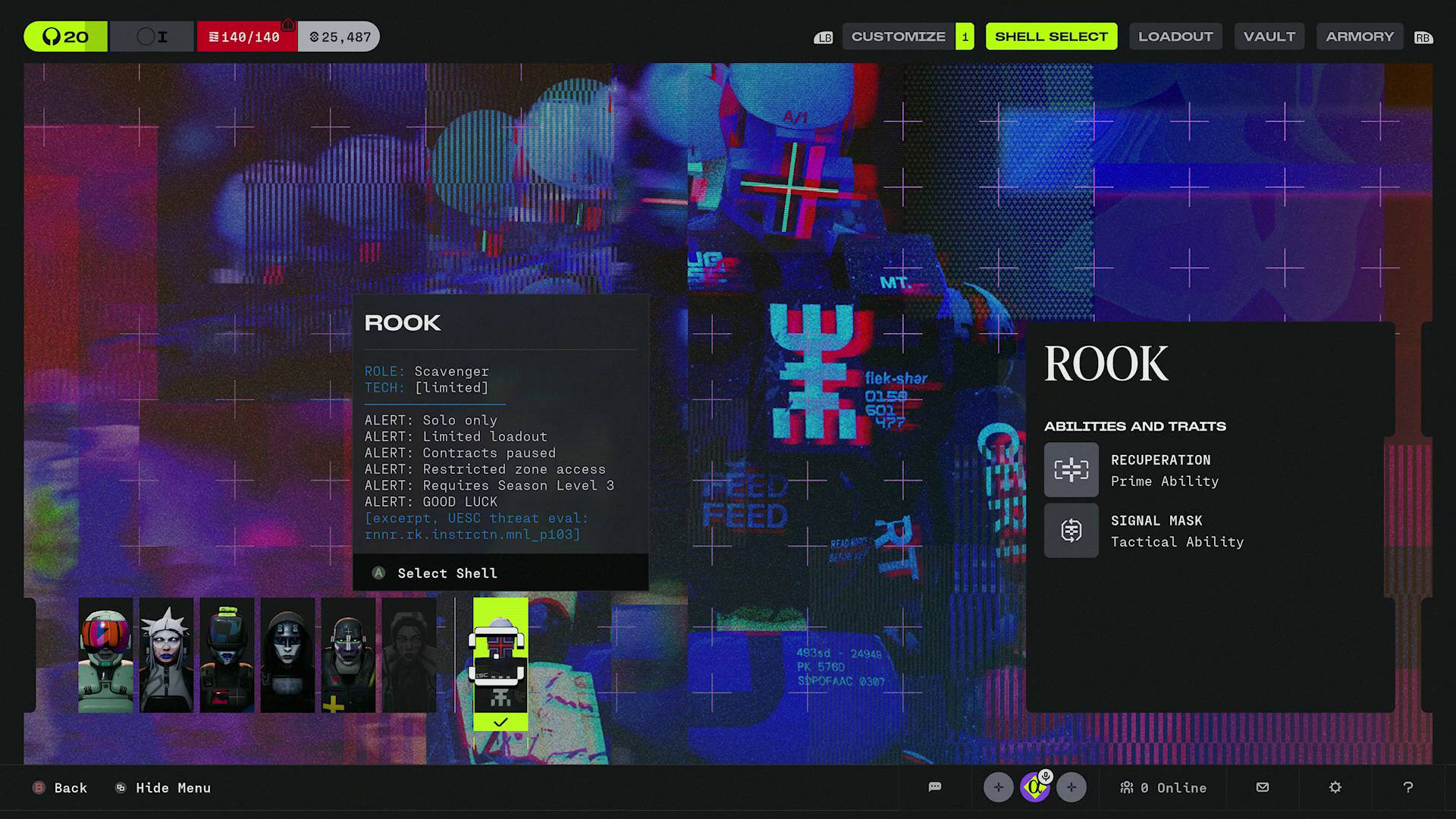 Marathon characters Rook scavenger frame