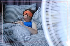 Woman sleeping with a fan on