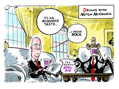 Obama cartoon Mitch McConnell Tea Party Koch