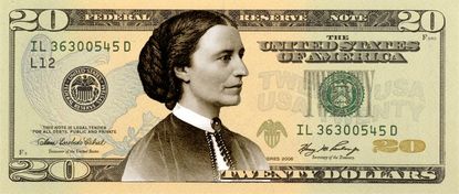 Clara Barton on a modified $20 bill.