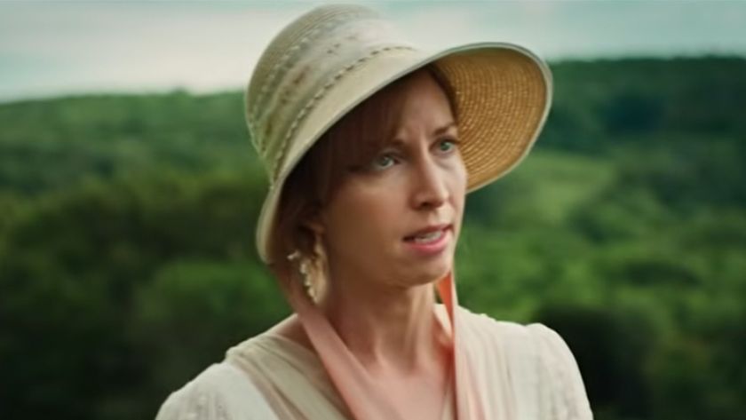 Julia Aks in a bonnet, looking serious in Jane Austen&rsquo;s Period Drama