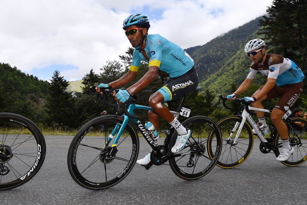 SARRANCOLIN FRANCE AUGUST 03 Merhawi Kudus Ghebremedhin of Eritrea and Astana Pro Team Tony Gallopin of France and Team Ag2R La Mondiale during the 44th La Route dOccitanie La Depeche du Midi 2020 Stage 3 a 1635km stage from Saint Gaudens to Col de Beyrde 1417m RouteOccitanie RDO2020 on August 03 2020 in Sarrancolin France Photo by Justin SetterfieldGetty Images