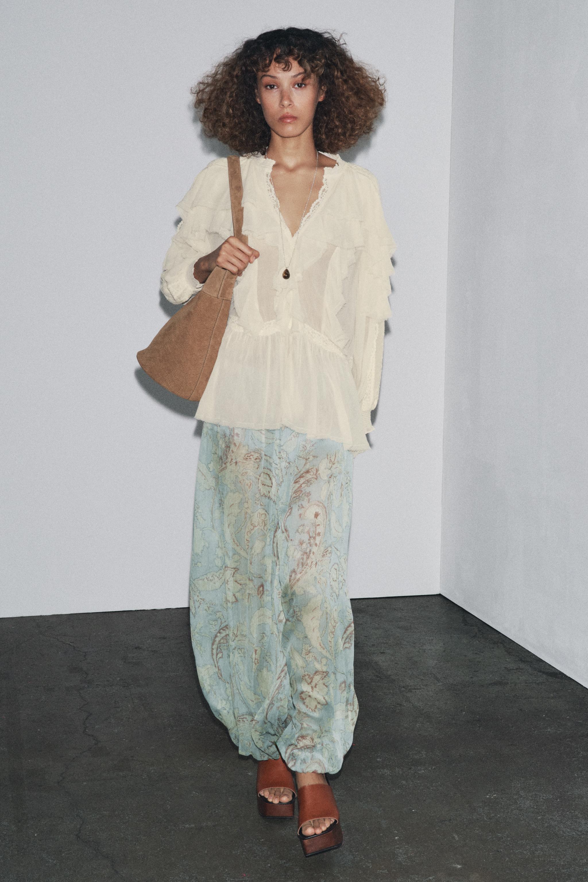 Zw Collection Lace Ruffle Blouse