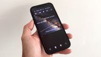 Main page of the Sky Guide app open in portrait mode on a phone in the reviewer's hand.