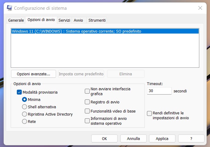 Come avviare Windows 11 in modalità provvisoria