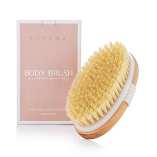 Dry Brushing Body Brush - Best for Exfoliating Dry Skin, Lymphatic Drainage and Cellulite Treatment - Organic Spa Exfoliator and Massage Scrub Brush With Natural Boar Bristles (oval)