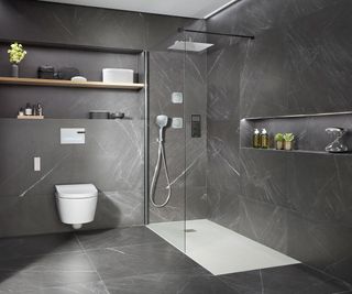 Roca SmartShower in grey bathroom