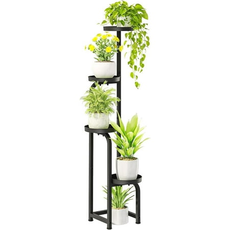 Bamworld Tall Plant Stand Indoor Outdoor, Corner Metal Flower Pot Stands for Multiple Plants, 4 Tier Heavy Duty Plant Shelf for Patio Garden Balcony Living Room Bedroom
