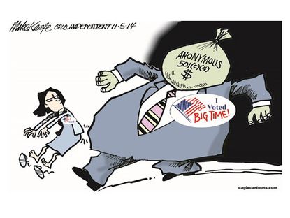 Political cartoon anonymous donor campaign finance