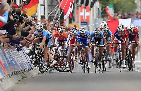 A crash as the sprint started took out several riders