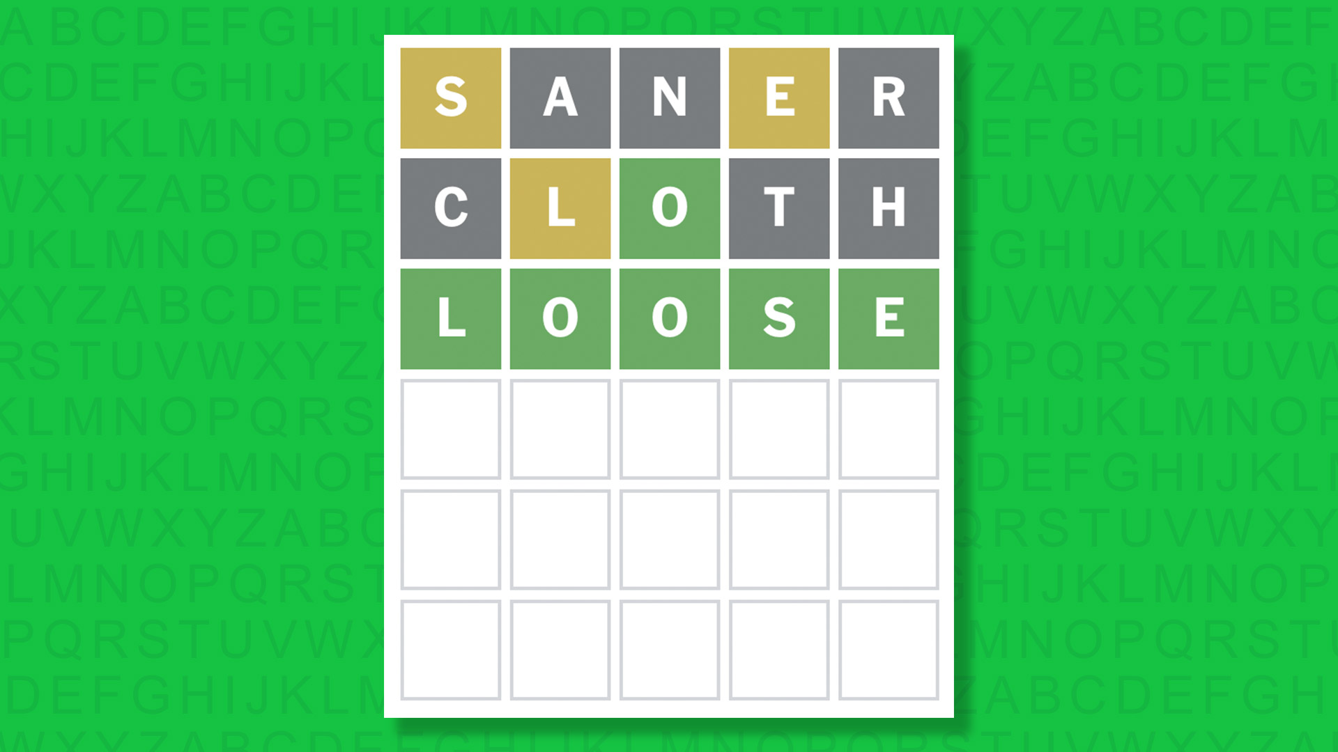 NYT Wordle answer for game 1884 on a green background