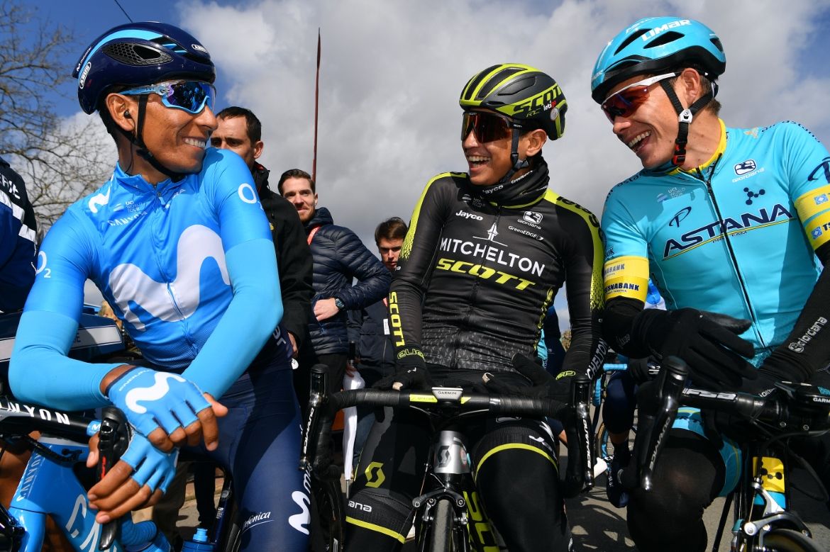 Colombians Nairo Quintana, Esteban Chaves and Miguel Angel Lopez