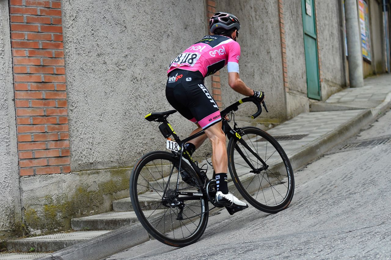 Simon Yates surging up the steep gradients