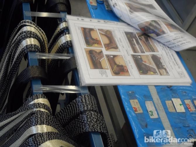 A complex instruction guide is used by the mould preparation staff, to ensure the layup is consistent between each handmade frame