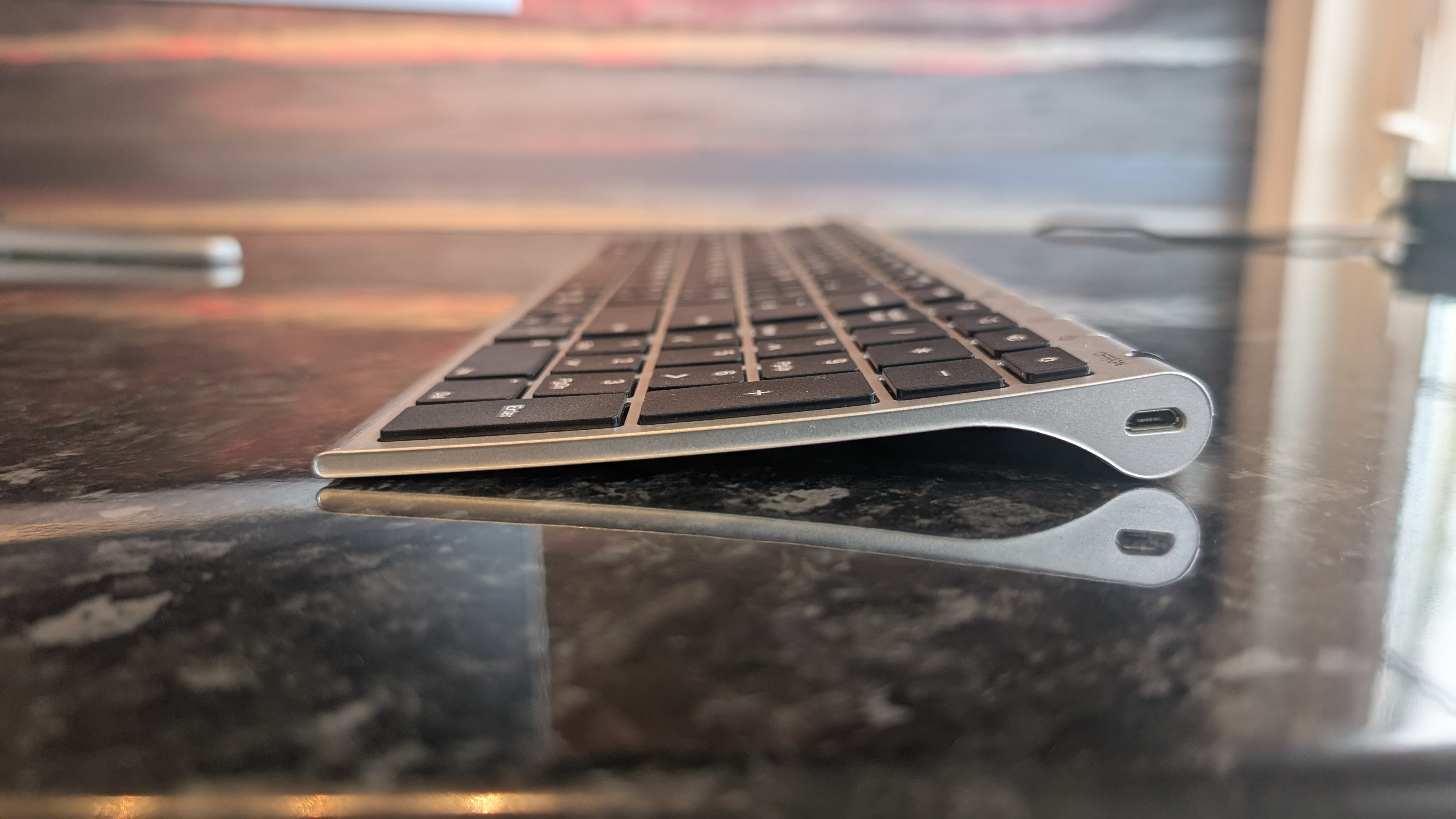 The Medion Signium 27 S1 AIO desktop pictured on a marble worksurface.