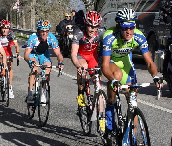 The day's stage winner, Roman Kreuziger (Liquigas - Doimo), leads Chris Horner (Radioshack) and Thomas Voeckler (BBox Bouygues Telecom).