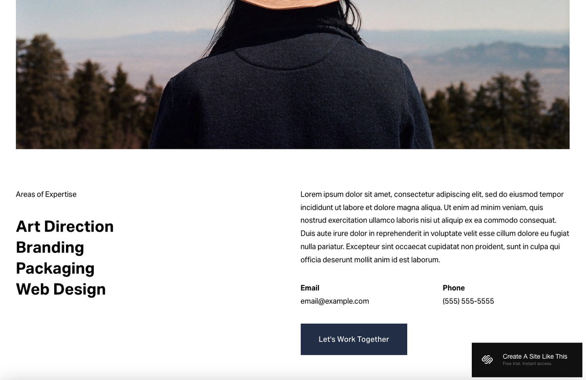 screenshot of Squarespace template