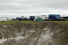 Muddy lorry park