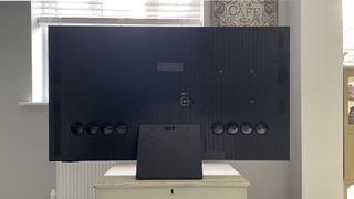 Samsung QE65S95D QD-OLED TV straight on from rear