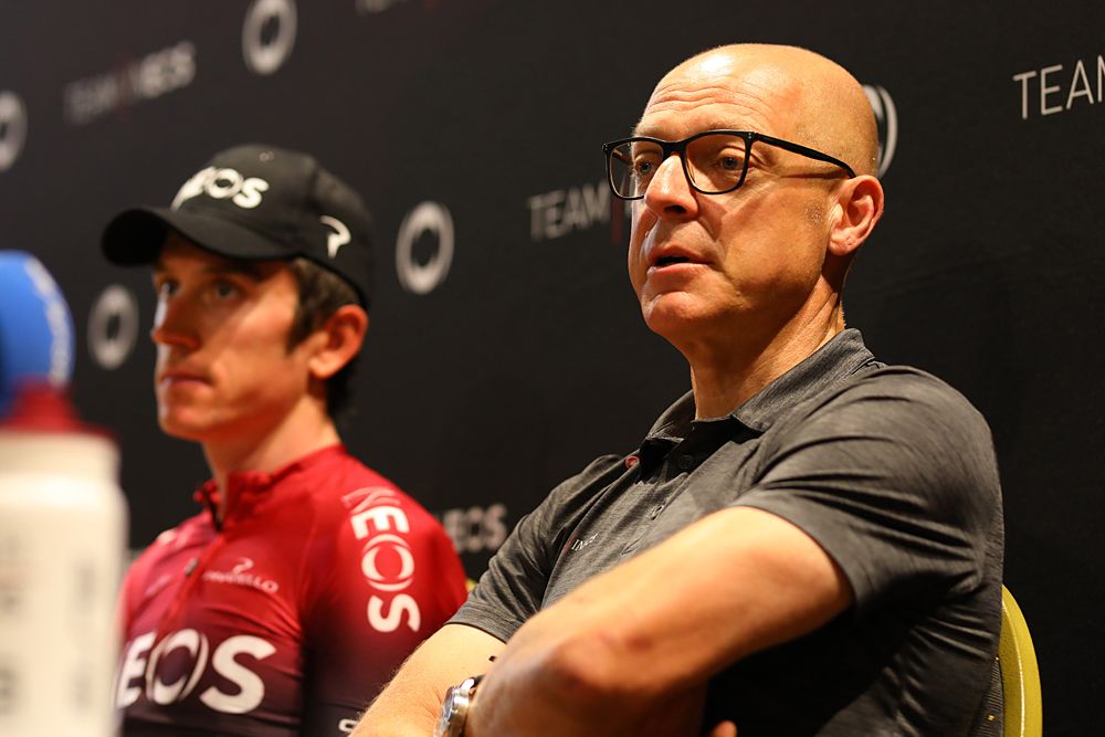 Dave Brailsford and Geraint Thomas (Team Ineos) on the second rest day at the Tour de France