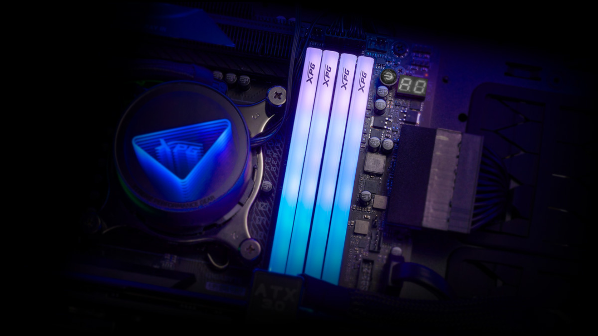 Adata DDR5 memory in a PC glowing