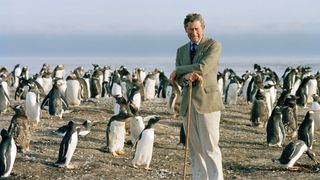 King Charles with penguins