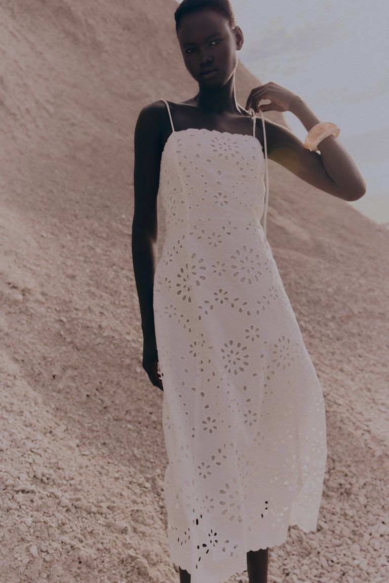 Tie-Strap Broderie Anglaise Dress