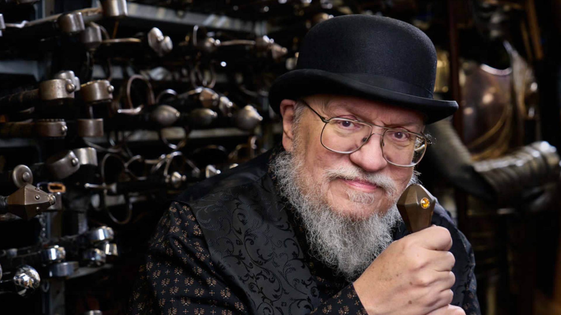 a promotional image of george r r martin 