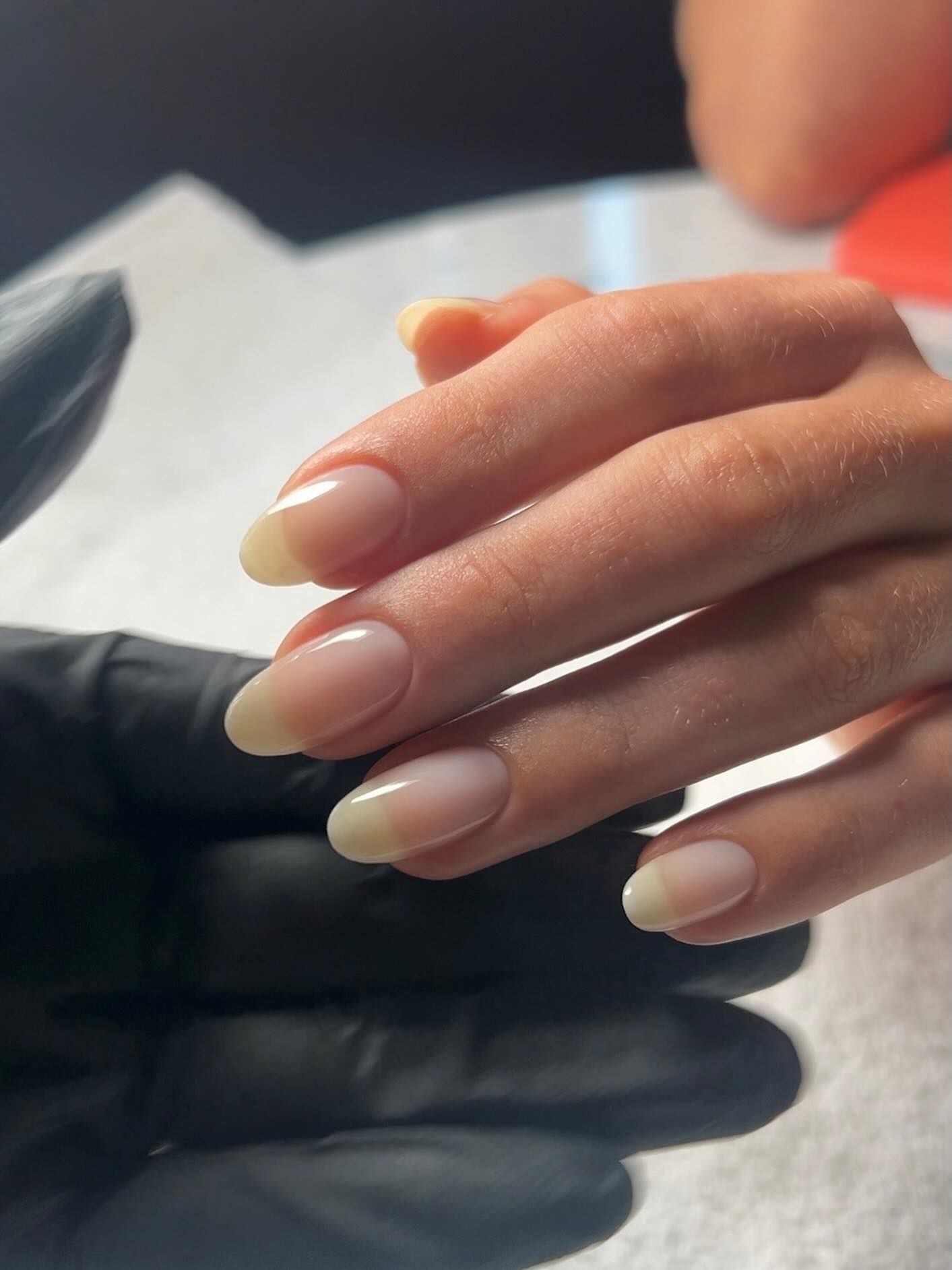 Butter French engagement nails.