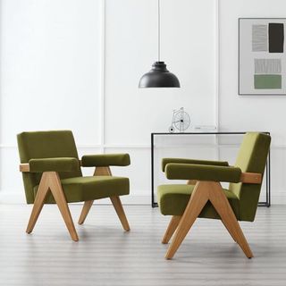 Two green mid-century modern chairs from Amazon