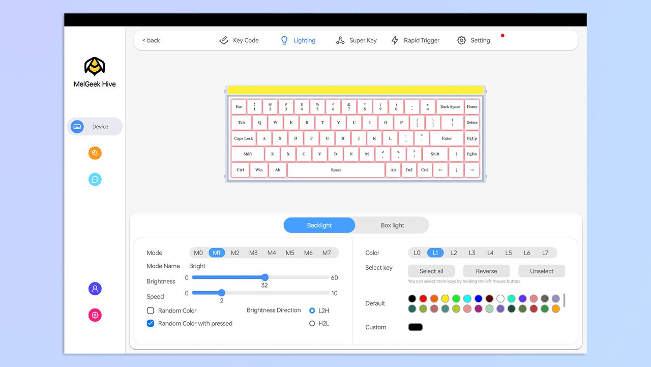 A screenshot of web-based MelGeek Hive open on a MacBook